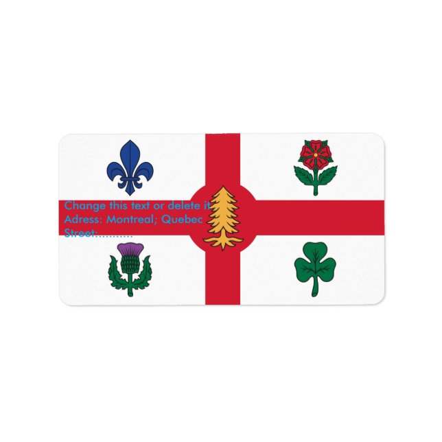 Custom Label with Flag of Montreal, Canada (Front)