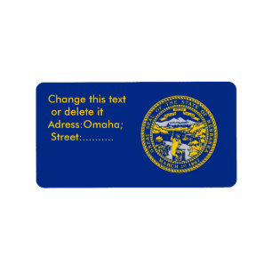Custom Label with Flag of Nebraska, U.S.A.