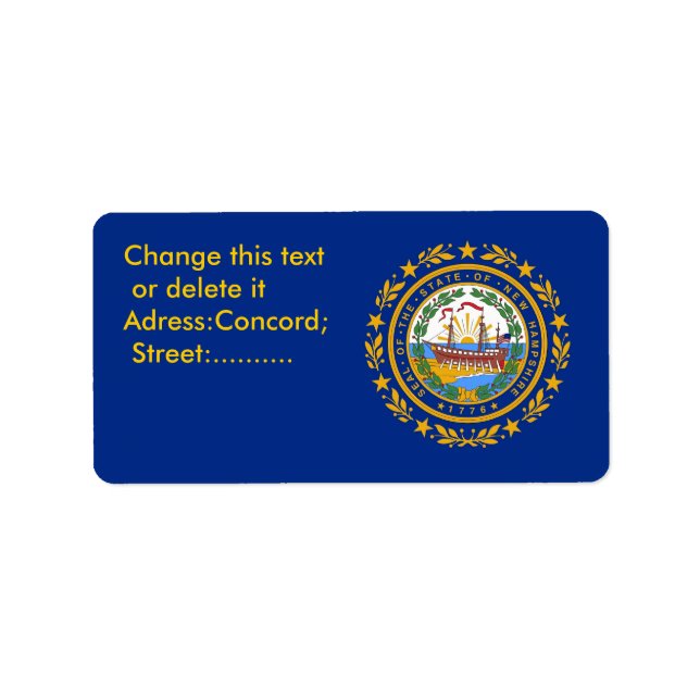 Custom Label with Flag of New Hampshire, U.S.A. (Front)