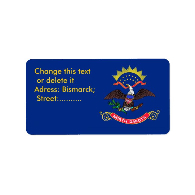 Custom Label with Flag of North Dakota, U.S.A. (Front)