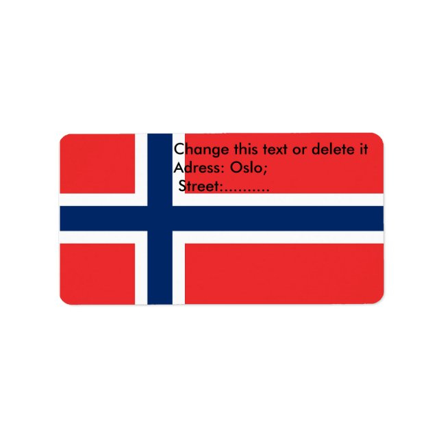 Custom Label with Flag of Norway (Front)