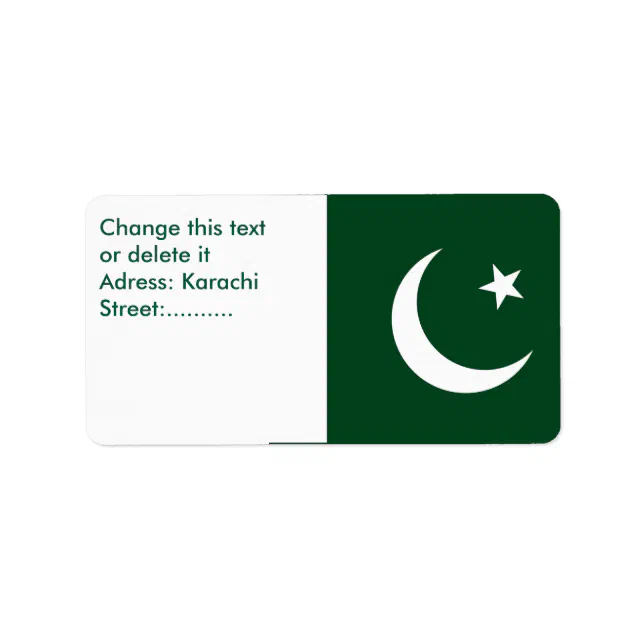 Pakistan R 644 Custom Label with Flag of Pakistan | Zazzle