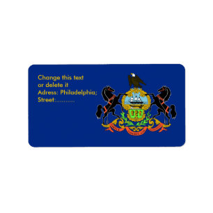 Custom Label with Flag of Pennsylvania, U.S.A.