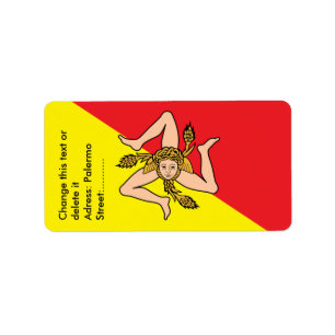 Custom Label with Flag of Sicily, Italy