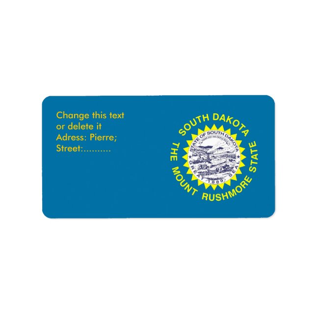 Custom Label with Flag of South Dakota, U.S.A. (Front)
