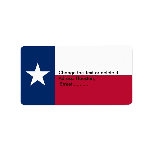 Custom Label with Flag of Texas, U.S.A. (Front)