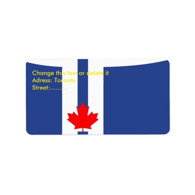 Custom Label with Flag of Toronto (Front)