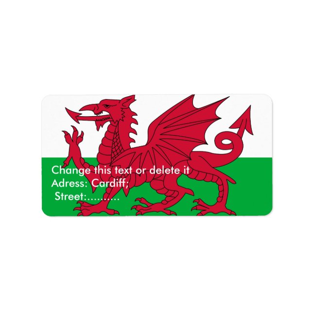 Custom Label with Flag of Wales (Front)