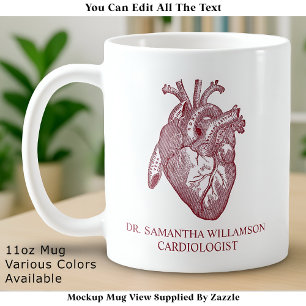 Custom Labelled Vintage Anatomical Heart, Red Coffee Mug