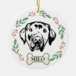 Custom Labrador Dog Personalised Hand Drawing Ceramic Tree Decoration