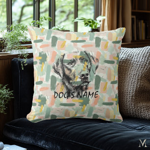 Custom Labrador Portrait Pillow Abstract Pattern