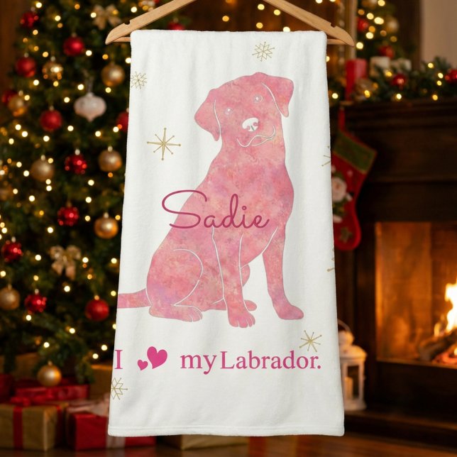 Custom Labrador Retriever Christmas Rose Red Sherpa Blanket (Creator Uploaded)