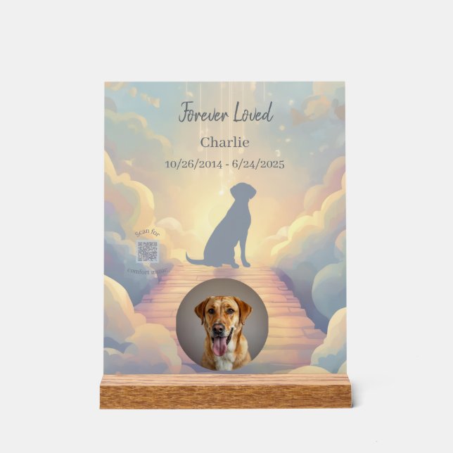 Custom Labrador Retriever Memorial Photo Block Acrylic Sign (Front)