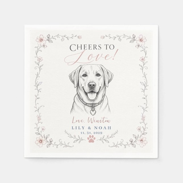 Custom Labrador Wedding Dog Printable animal flora Napkin (Front)