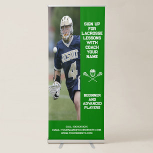 Custom Lacrosse Coach Coaching Class Lessons Green Retractable Banner