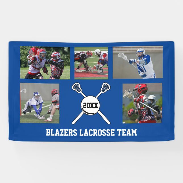 Custom Lacrosse Photo Collage Team Player Name Banner (Horizontal)