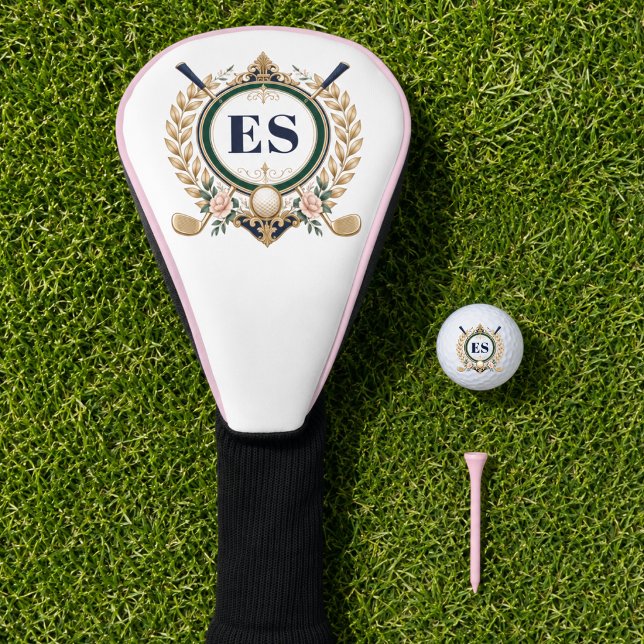 Custom Ladies Elegant Monogram  Golf Head Cover (Golf Club Cover For Women. Elegant classic gift for golfer. Monogrammed. )