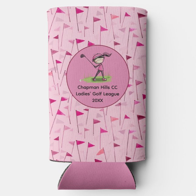 Custom Ladies Golf League Water Bottle Seltzer Can Cooler (Back)