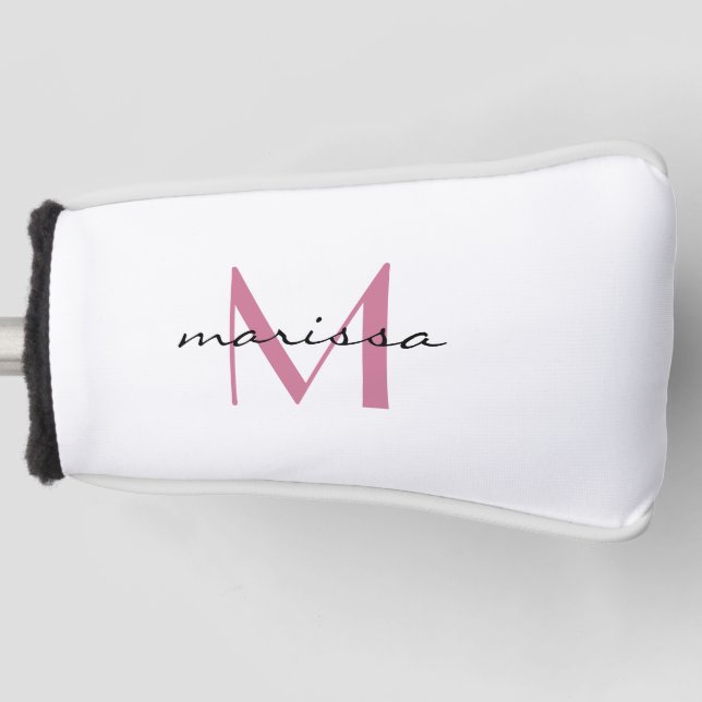 Custom Ladies Pink Name Monogram Putter Cover (Front)