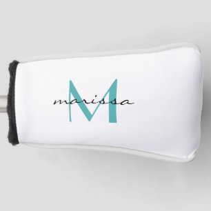 Custom Ladies Teal Name Monogram Putter Cover