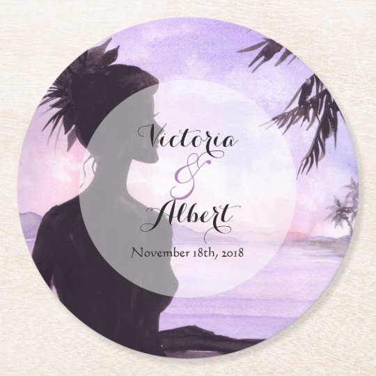 Custom Lady Silhouette Portrait Wedding Coaster