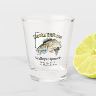  Custom Lake and Date North Dakota Walleye Opener Shot Glass