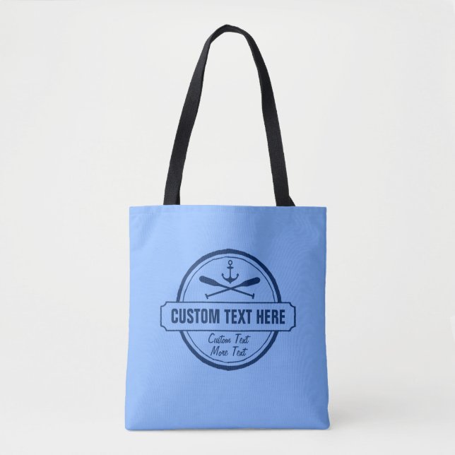Custom Lake, Beach House & Boat Nautical Anchor Tote Bag (Front)