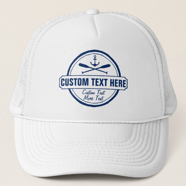 Custom Lake, Beach House & Boat Nautical Anchor Trucker Hat (Front)