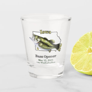 Custom Lake/Date Iowa Bass Opener Shot Glass