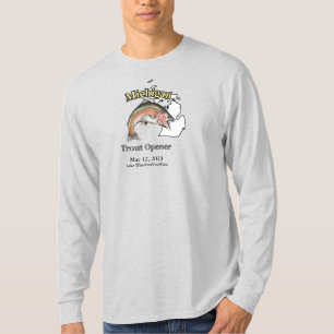 Custom Lake/Date Michigan Trout Opener Light T-Shirt