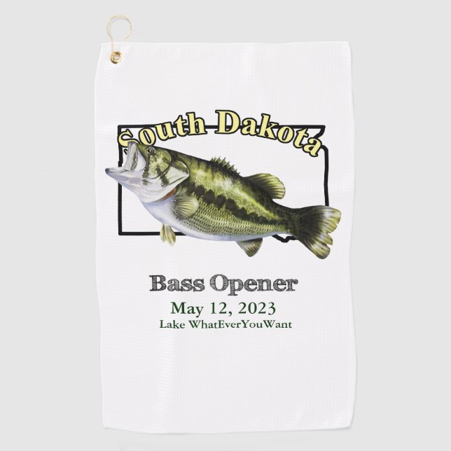 Custom Lake/Date South Dakota Bass Fishing Towel (Front)