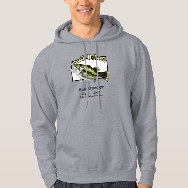 Custom Lake/Date South Dakota Bass Opener Light Hoodie (Front)
