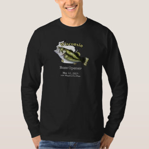 Custom Lake/Date Wisconsin Bass Opener Dark T-Shirt