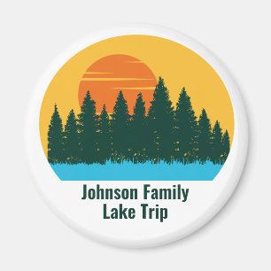 Custom Lake House Family Trip Cute Sunset Magnet