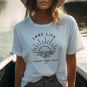 Custom Lake Life Sunset Minimalist Modern Boho T-Shirt