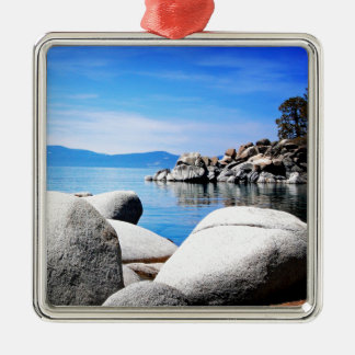 Custom Lake Tahoe Sand Harbour Photograph Metal Tree Decoration