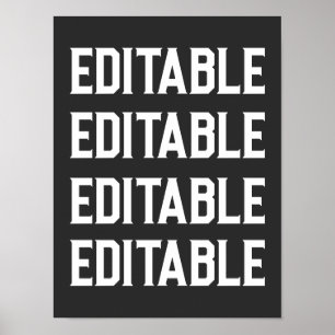 Custom Large Big Font Text Personalise Black Mens  Poster