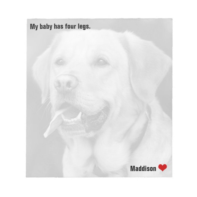 Custom Large Black &  White Photo Personalised Pet Notepad (Front)