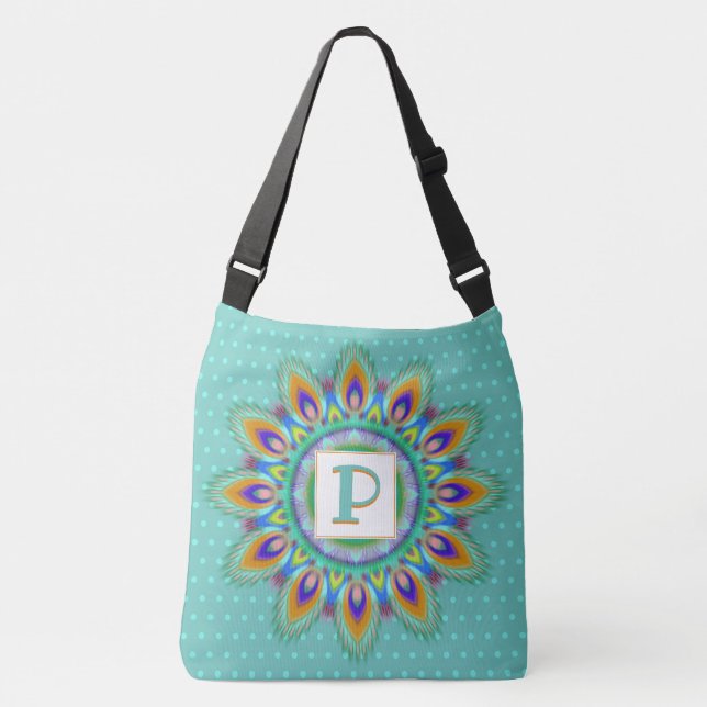 Custom large cross body tote bag psychedelic (Front)
