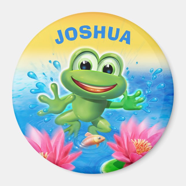Custom large Fridge Magnet Leaping frog design (Front)