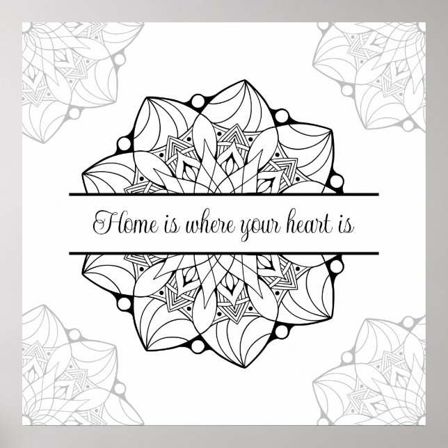 Custom Large Mandala Adult Colouring Poster (Front)