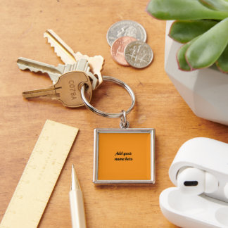 Custom Large Orange Square Keychain