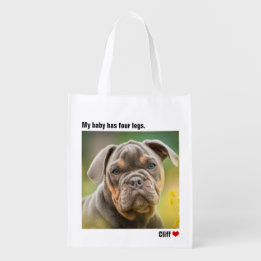 Custom Large Photo Personalised Dog, Reusable Grocery Bag