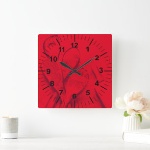 Custom Large Red Kitchen Wall Clock