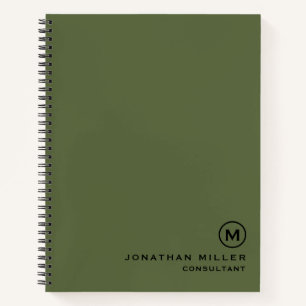 Custom Large Spiral Olive Hardcover 8.5" x 11" Notebook