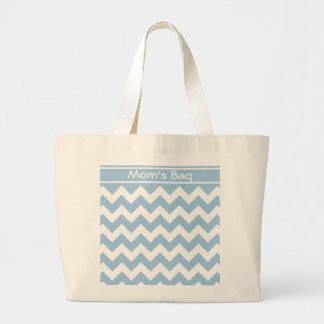 Custom Large Tote Bag, Blue and White Chevrons