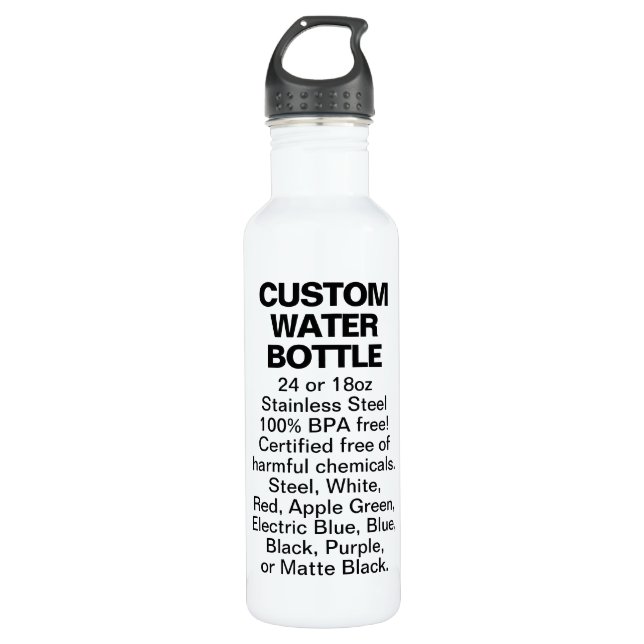 Custom Large White Stainless Steel Water Bottle (Front)