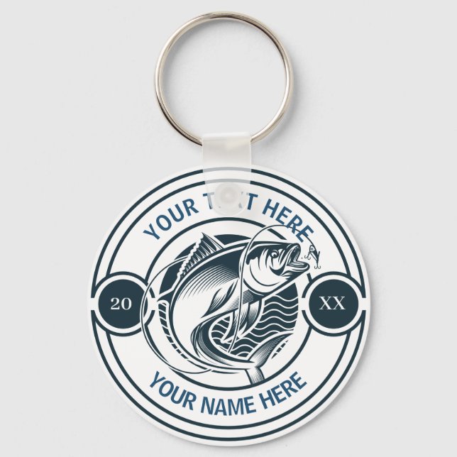 Custom Largemouth Bass Fishing Logo Key Ring (Front)