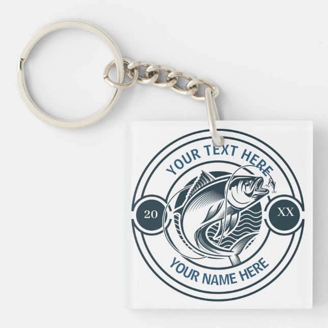 Custom Largemouth Bass Fishing Logo Key Ring (Front)