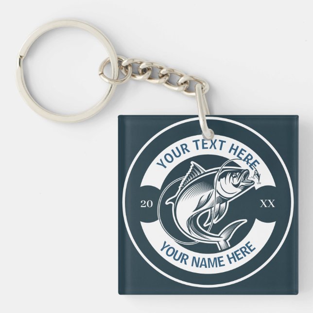 Custom Largemouth Bass Fishing Logo Key Ring (Front)
